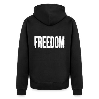 Freedom - Unisex Premium Bio Zip Hoodie - Schwarz - Hinten - Nico (187cm)