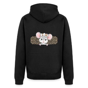 Mignon jeter un coup d’œil petite dame souris avec couronne - Veste à capuche bio Premium Unisexe - noir - Dos - Nico (187cm)