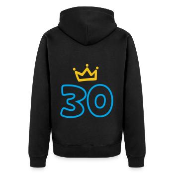 30th birthday Krone 30 years - Unisex Premium Organic Zip Hoodie - black - Back - Nico (187cm)