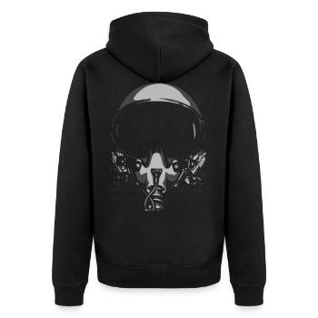 HELM / 1706 - Unisex Premium Bio Zip Hoodie - Schwarz - Hinten - Nico (187cm)