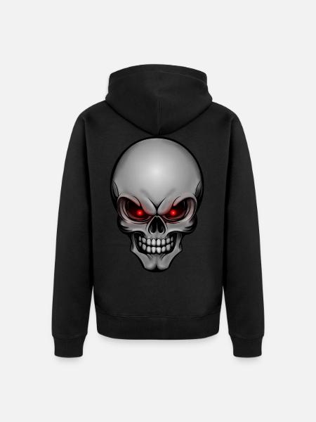 Skull 004 - Unisex Premium Organic Zip Hoodie - black