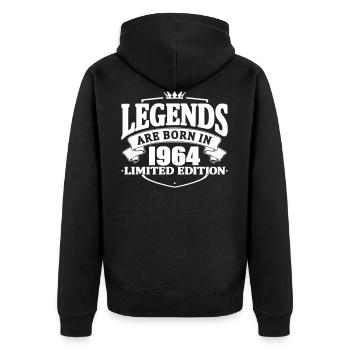 légendes sont nées en 1964 - Veste à capuche bio Premium Unisexe - noir - Dos - Nico (187cm)