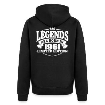 legenden sind im 1961 geboren - Unisex Premium Bio Zip Hoodie - Schwarz - Hinten - Nico (187cm)