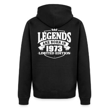 légendes sont nées en 1973 - Veste à capuche bio Premium Unisexe - noir - Dos - Nico (187cm)