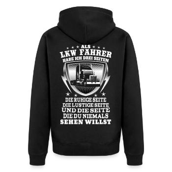 Lkw fahrer - Unisex Premium Bio Zip Hoodie - Schwarz - Hinten - Nico (187cm)