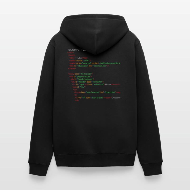 Code HTML5 Veste à capuche bio Premium Unisexe