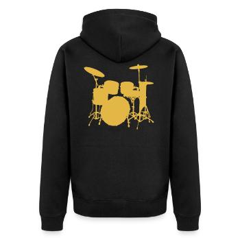 Pop Art Schlagzeuger. Trommelsatz Rock 'N' Roll Geschenke - Unisex Premium Bio Zip Hoodie - Schwarz - Hinten - Nico (187cm)