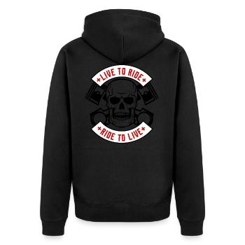 Live to ride skull black - Unisex Premium Organic Zip Hoodie - black - Back - Nico (187cm)