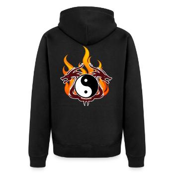 Drachen - Unisex Premium Bio Zip Hoodie - Schwarz - Hinten - Nico (187cm)