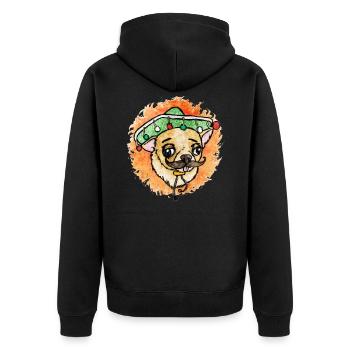 mexiko hund mit bart und mütze - Unisex Premium Bio Zip Hoodie - Schwarz - Hinten - Nico (187cm)