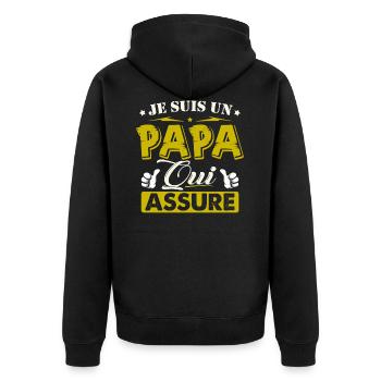 Tshirt Fete des Peres - I'm a Dad who ensures - Unisex Premium Organic Zip Hoodie - black - Back - Nico (187cm)