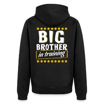 Big Brother In Training, Big Brother In Training - Unisex Premium Organic Zip Hoodie - black - Back - Nico (187cm)