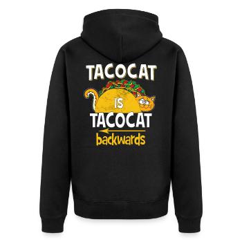 Tacocat Is Tacocat Backwards - Funny Sayings Fun - Unisex Premium Organic Zip Hoodie - black - Back - Nico (187cm)