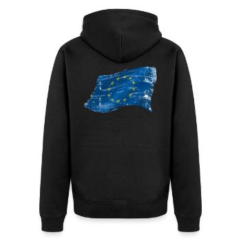 EU-Flagge (Fake-Edition) - Unisex Premium Bio Zip Hoodie - Schwarz - Hinten - Nico (187cm)