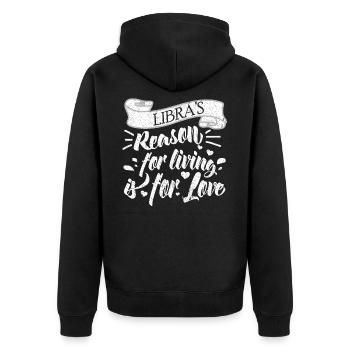 Astrologie Horoskop Sternzeichen Waage Geburtstag - Unisex Premium Bio Zip Hoodie - Schwarz - Hinten - Nico (187cm)