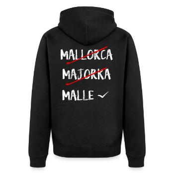 Mallorca - Unisex Premium Bio Zip Hoodie - Schwarz - Hinten - Nico (187cm)