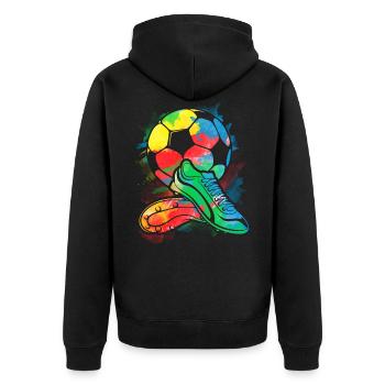 Crampons de ballon de football aquarelle chemise - chemise de joueur - Veste à capuche bio Premium Unisexe - noir - Dos - Nico (187cm)
