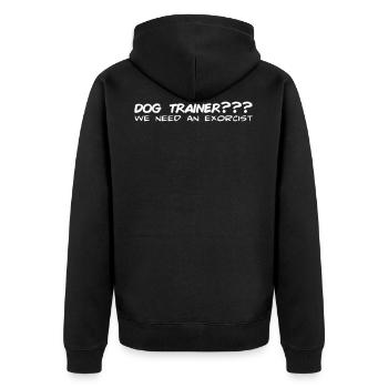dogtrainer - Unisex Premium Bio Zip Hoodie - Schwarz - Hinten - Nico (187cm)