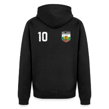 Bulgarien Trikot - Unisex Premium Bio Zip Hoodie - Schwarz - Hinten - Nico (187cm)