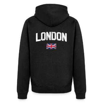 London England Union Jack - Unisex Premium Organic Zip Hoodie - black - Back - Nico (187cm)