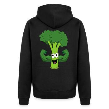 Brokkoli Gewicht Abnehmen Gemüse Gesund Diät - Unisex Premium Bio Zip Hoodie - Schwarz - Hinten - Nico (187cm)