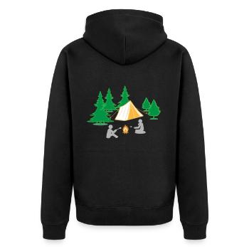 Lagerfeuer Zelten Camping Natur Marshmallow - Unisex Premium Bio Zip Hoodie - Schwarz - Hinten - Nico (187cm)