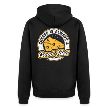Scallowed cheese - Unisex Premium Organic Zip Hoodie - black - Back - Nico (187cm)
