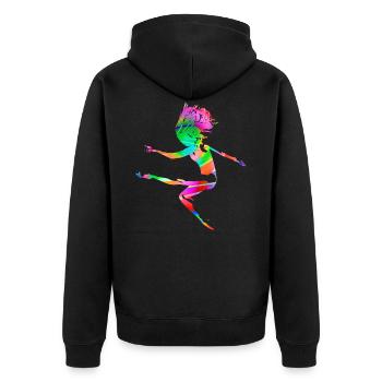 Fraktal & Regenbogen, Nerd Geschenk, Tänzer & bunt - Unisex Premium Bio Zip Hoodie - Schwarz - Hinten - Nico (187cm)