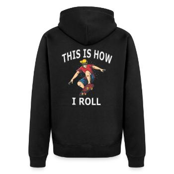 skateboard - Unisex Premium Organic Zip Hoodie - black - Back - Nico (187cm)