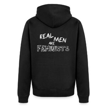 Les vrais hommes sont des féministes, des féministes, des féministes - Veste à capuche bio Premium Unisexe - noir - Dos - Nico (187cm)