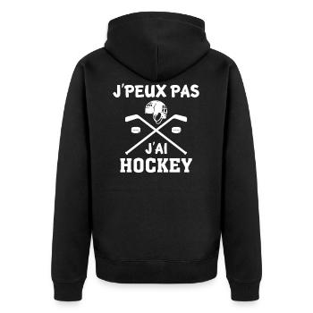 t-shirt drôle j'peux pas j'ai hockey - Veste à capuche bio Premium Unisexe - noir - Dos - Nico (187cm)