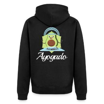 Ayogado | Yoga Avocado - Unisex Premium Organic Zip Hoodie - black - Back - Nico (187cm)