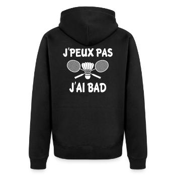 T-shirt humour j'peux pas j'ai bad - Veste à capuche bio Premium Unisexe - noir - Dos - Nico (187cm)