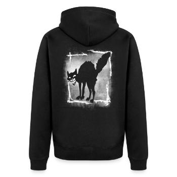 chat noir, matou, chat anarchie, Sab Cat, démo - Veste à capuche bio Premium Unisexe - noir - Dos - Nico (187cm)