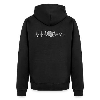 Knitting - wool - needle - handmade - love - Unisex Premium Organic Zip Hoodie - black - Back - Nico (187cm)
