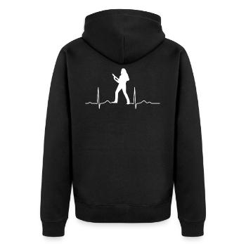 Gitarre - Rock Star - Band - Show - Bühne Konzert - Unisex Premium Bio Zip Hoodie - Schwarz - Hinten - Nico (187cm)
