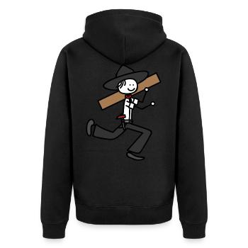 Zimmermann - Unisex Premium Bio Zip Hoodie - Schwarz - Hinten - Nico (187cm)