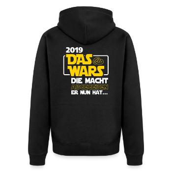 DAS WARS - DIE MACHT ABGEGEBEN - POLTER T-SHIRT - Unisex Premium Bio Zip Hoodie - Schwarz - Hinten - Nico (187cm)