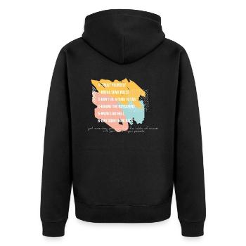 Arnold Schwarzenegger Regeln Erfolg Fail - Unisex Premium Bio Zip Hoodie - Schwarz - Hinten - Nico (187cm)