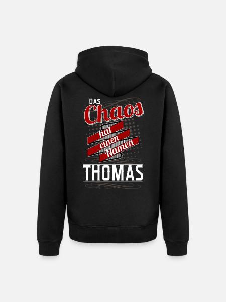 Thomas "Das Chaos hat einen Namen" - Unisex Premium Bio Zip Hoodie - Schwarz