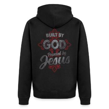 Gott Jesus - Unisex Premium Bio Zip Hoodie - Schwarz - Hinten - Nico (187cm)