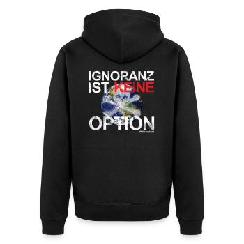 Fridays for Future - Ignoranz ist keine Option - Unisex Premium Bio Zip Hoodie - Schwarz - Hinten - Nico (187cm)