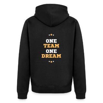 Team Traum Mannschaft Titel Meisterschaft Sterne - Unisex Premium Bio Zip Hoodie - Schwarz - Hinten - Nico (187cm)