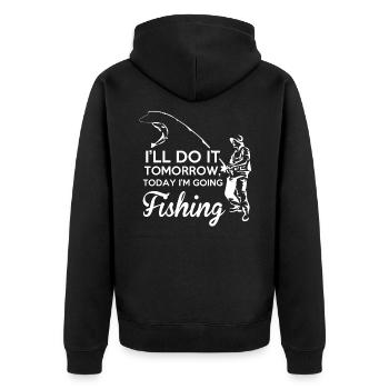 Fishing - Unisex Premium Bio Zip Hoodie - Schwarz - Hinten - Nico (187cm)