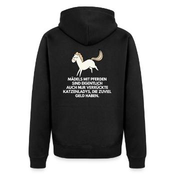 Fou de chats de l’argent chevaux hobby équitation - Veste à capuche bio Premium Unisexe - noir - Dos - Nico (187cm)