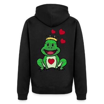 Prince charmant Roi grenouille Amour Relation enfants - Veste à capuche bio Premium Unisexe - noir - Dos - Nico (187cm)