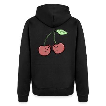 Cute cherries - Unisex Premium Organic Zip Hoodie - black - Back - Nico (187cm)