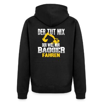 Baggerfahrer Bagger Spruch - Unisex Premium Bio Zip Hoodie - Schwarz - Hinten - Nico (187cm)