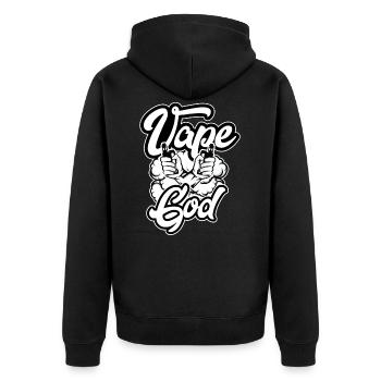 Vape God - Unisex Premium Bio Zip Hoodie - Schwarz - Hinten - Nico (187cm)
