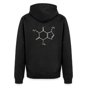 coffee - Unisex Premium Organic Zip Hoodie - black - Back - Nico (187cm)